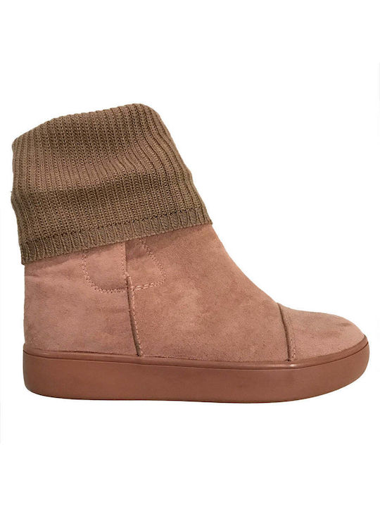 Wildleder Stiefeletten Damen Rosa