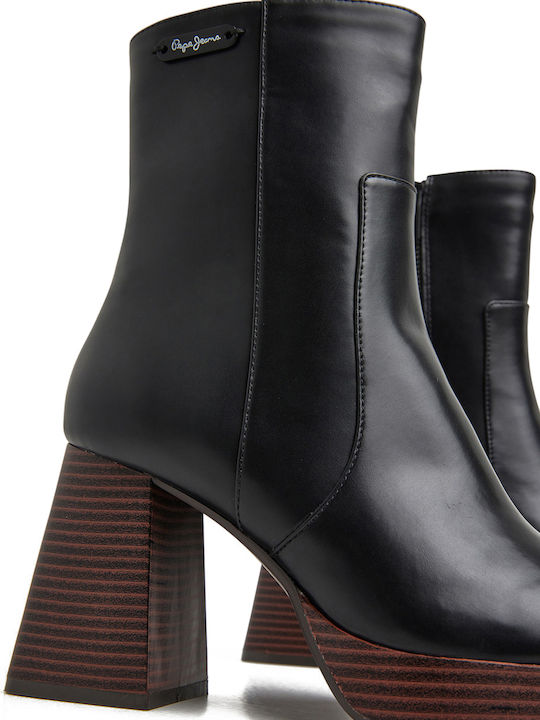 Abba Wood Women's Ankle Boots Black