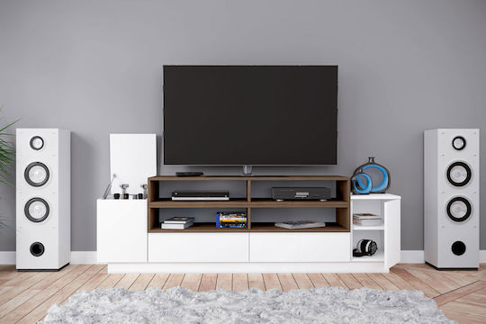 Stand TV Alb Alb+Admiral Nuc L223.5xA40.5xÎ130cm