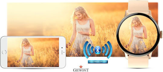 Giewont GW330 45mm Smartwatch με Παλμογράφο (Ροζ Χρυσό)