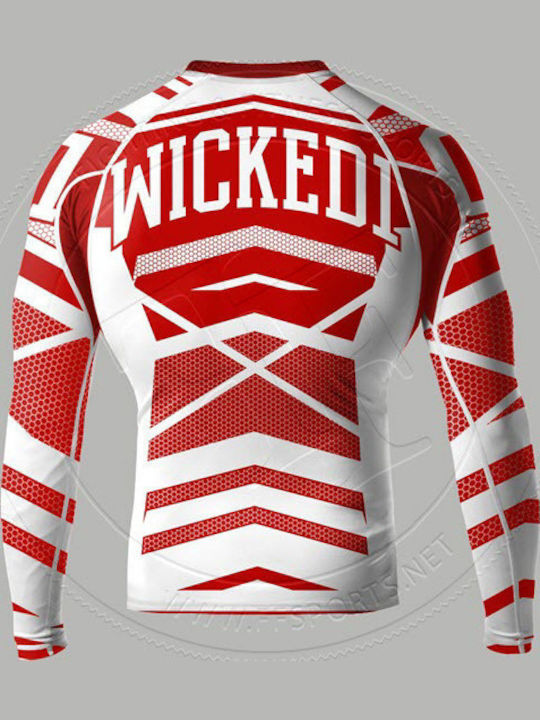 Wicked1 Wicked1 Ανδρική Μακρυμάνικη Μπλούζα WK-S16-FRS-RD/WH για Jiu-Jitsu Κόκκινη