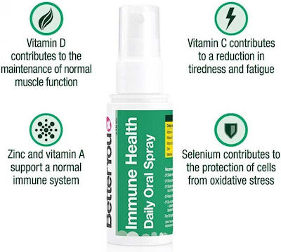 BetterYou Immune Health Vitamin Daily Oral Spray for Immune System Boost Peach Orange 50ml