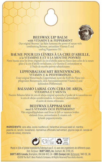 Burt's Bees Beeswax Twin Pack Lip Balm Μέντα