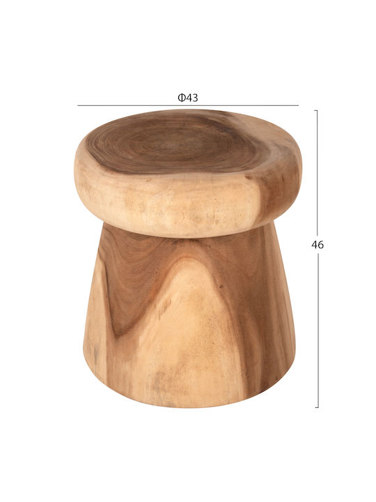 Round Solid Wood Side Table Beige L43xW43xH46cm