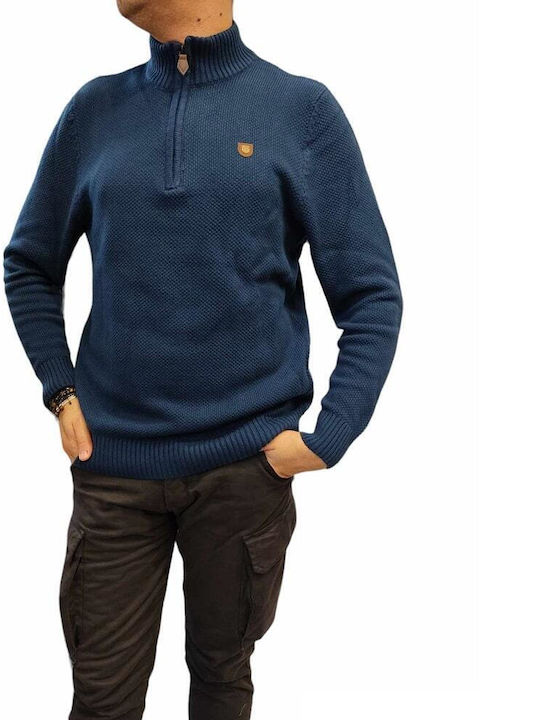 Visconti Herren Langarm-Pullover Ausschnitt mit Reißverschluss BLUE