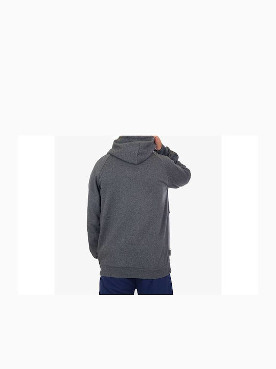 Body Action Men's Sweatshirt Jacket with Hood and Pockets Charcoal