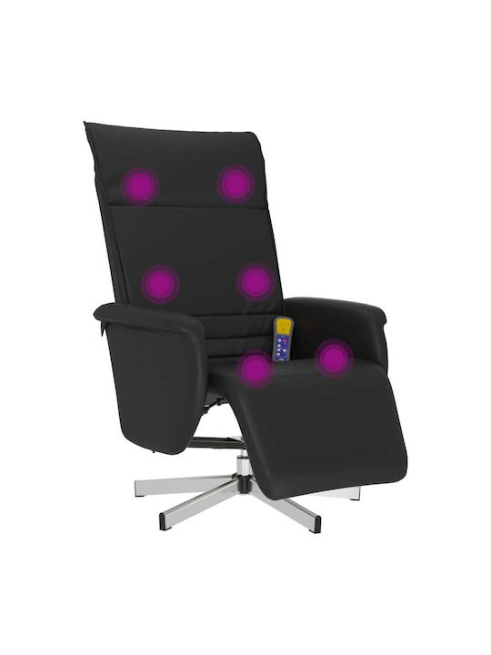 Πολυθρόνα Relax Massage με Υποπόδιο από Δερματίνη Μαύρη 71x86.5x107.5cm