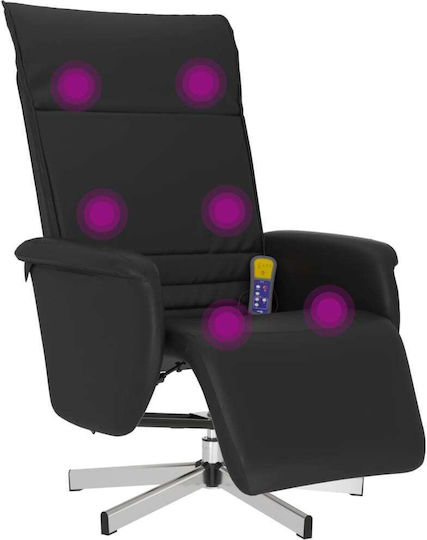 Πολυθρόνα Relax Massage με Υποπόδιο από Δερματίνη Μαύρη 71x86.5x107.5cm