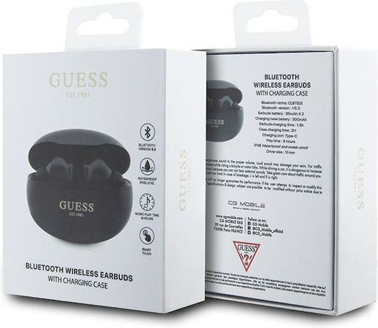 Guess True Wireless Metalic Finish In-ear Bluetooth Handsfree Earphones with Charging Case Black