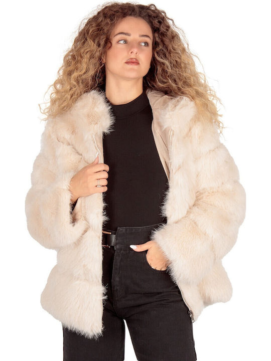 Women's Short Fur Beige