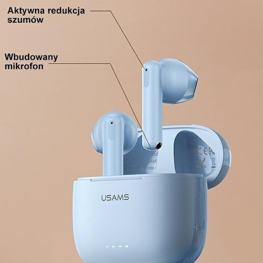 Usams BHUUS03 Earbud Bluetooth хендсфри Слушалки с Кутийка за Зареждане Син