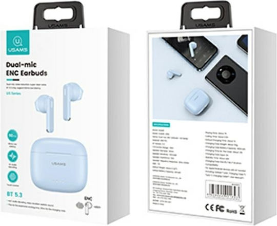 Usams BHUUS03 Earbud Bluetooth хендсфри Слушалки с Кутийка за Зареждане Син