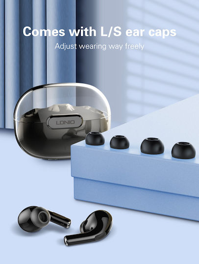 Ldnio T02 Earbud Bluetooth Handsfree Ακουστικά με Θήκη Φόρτισης Μαύρα