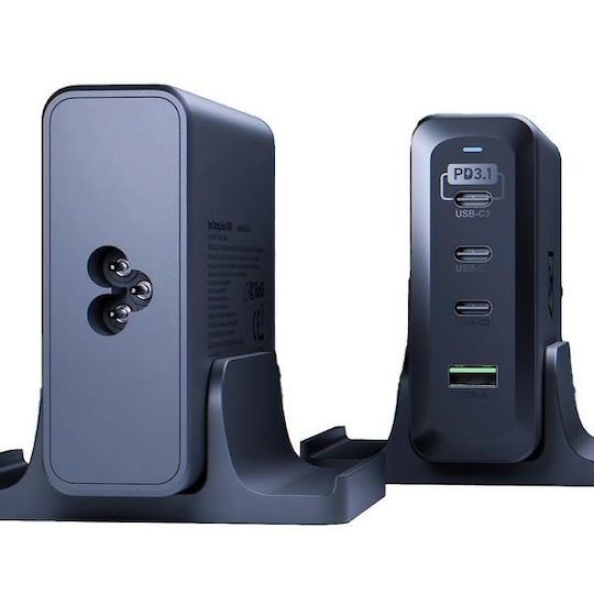 3MK Charging Stand with USB-A Port and 3 USB-C Ports 240W Power Delivery in Black color (Hyper)