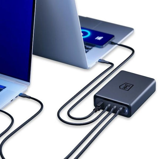 3MK Charging Stand with USB-A Port and 3 USB-C Ports 240W Power Delivery in Black color (Hyper)