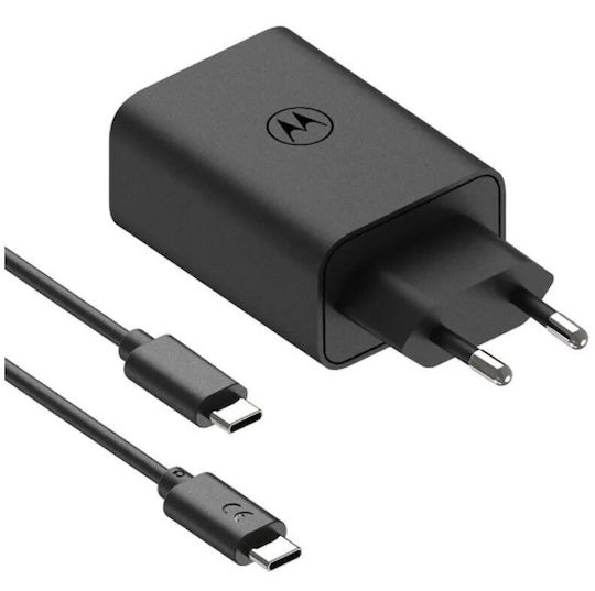Motorola Φορτιστής με Θύρα USB-A και Θύρα USB-C και Καλώδιο USB-C 50W Μαύρος (TurboPower)