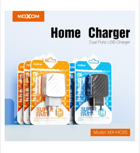 Moxom Charger Without Cable with 2 USB-A Ports Blacks (MX-HC95)
