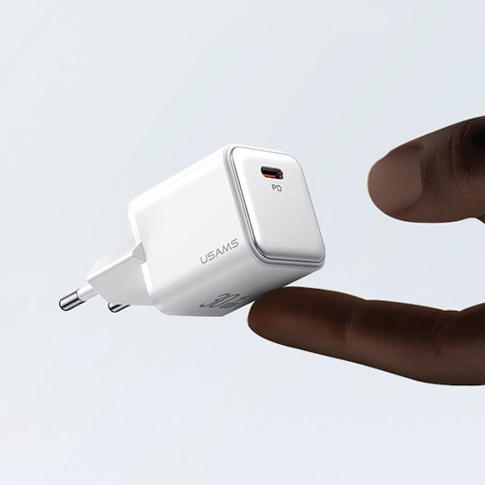 Usams Charger Without Cable with USB-C Port 30W Power Delivery Blacks (CC186)