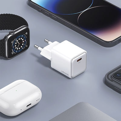 Usams Ladegerät ohne Kabel mit USB-C Anschluss 20W Stromlieferung Weißs (CC183)