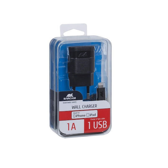Rivacase Φορτιστής και Καλώδιο Lightning 5W Μαύρος (VA4115)