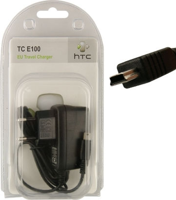 HTC Φορτιστής με Ενσωματωμένο Καλώδιο Μαύρος (TC E100)