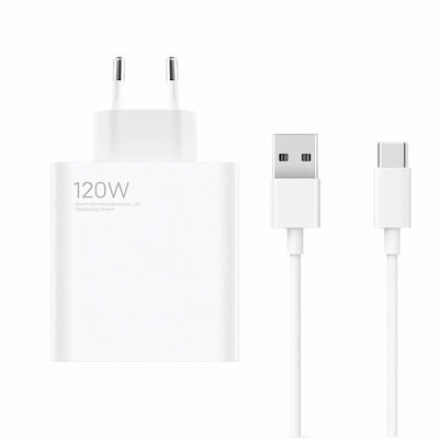 Φορτιστής με Θύρα USB-A και Καλώδιο USB-C 120W Λευκός (Fast)