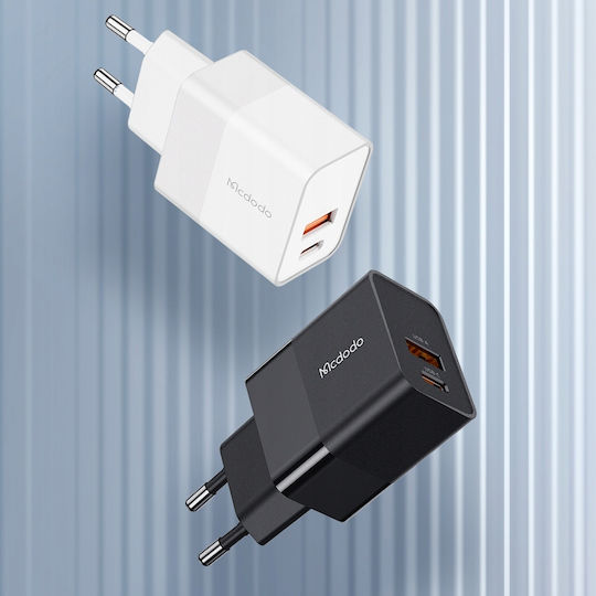 Mcdodo Charger Without Cable with USB-A Port and USB-C Port 20W Power Delivery / Quick Charge 2.0 Blacks (CH-1951)