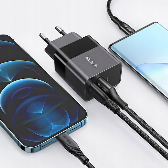 Mcdodo Charger Without Cable with USB-A Port and USB-C Port 20W Power Delivery / Quick Charge 2.0 Blacks (CH-1951)