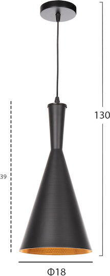 HomeMarkt HomeMarkt Black Bell Ceiling Light with E27 Socket 18x18x130cm