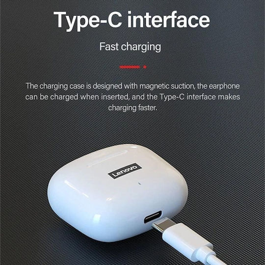 Lenovo LP40 Pro Earbud Bluetooth Handsfree Ακουστικά με Αντοχή στον Ιδρώτα και Θήκη Φόρτισης Μαύρα