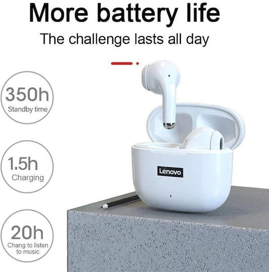Lenovo LP40 Pro Earbud Bluetooth Handsfree Ακουστικά με Αντοχή στον Ιδρώτα και Θήκη Φόρτισης Μαύρα