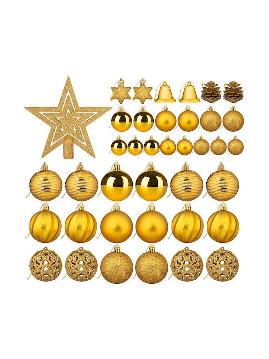 Weihnachtshänger Kugel Ornament Plastik Gold Set 101Stück