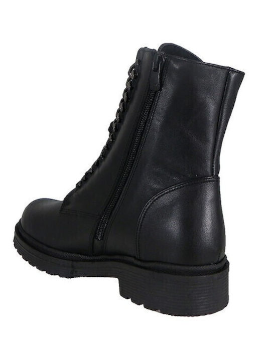 Leder Stiefeletten Damen Black/Nikel