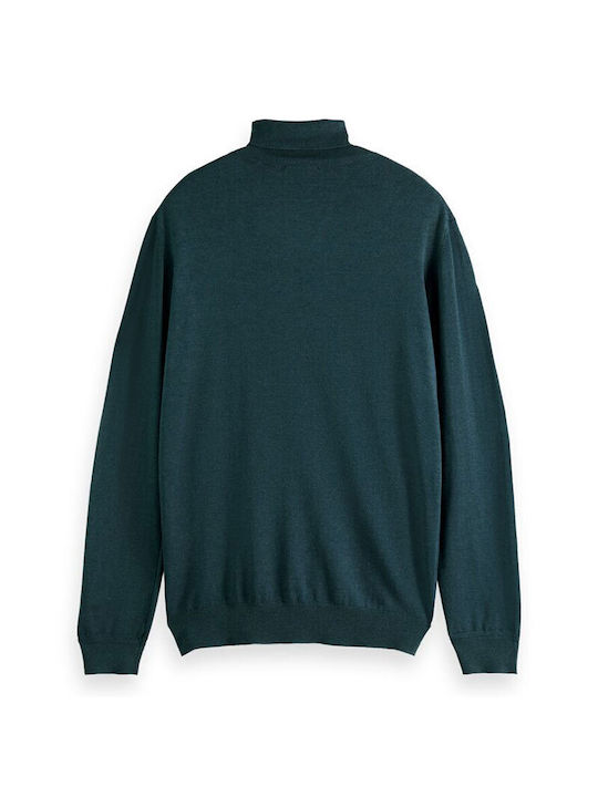 Scotch & Soda Herren Langarm-Pullover Rollkragen Kale Green Melange