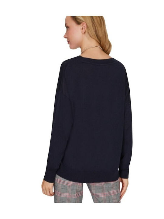 Tommy Hilfiger Damen Langarm Pullover Wolle Marineblau