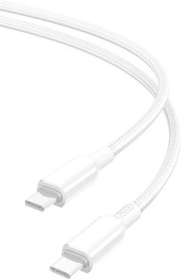 XO NB-Q239B USB 2.0 Cable USB-C male - USB-C 60W Λευκό 1m (XO-NB239B-WH)