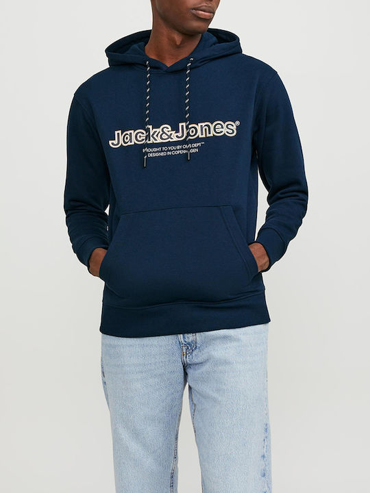 Jack & Jones Sweat Herren Sweatshirt mit Kapuze und Taschen Sky Captain DarkBlue