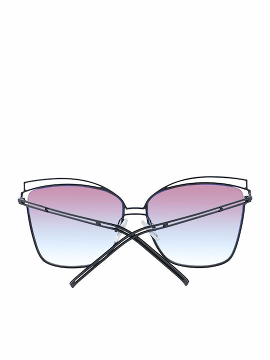 Ana Hickmann Women's Sunglasses with Black Metal Frame and Purple Gradient Lens HI3049 09B