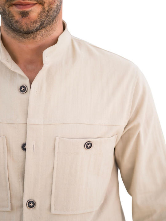 Vittorio Artist Vittorio Herrenhemd Overshirt Langärmelig Beige