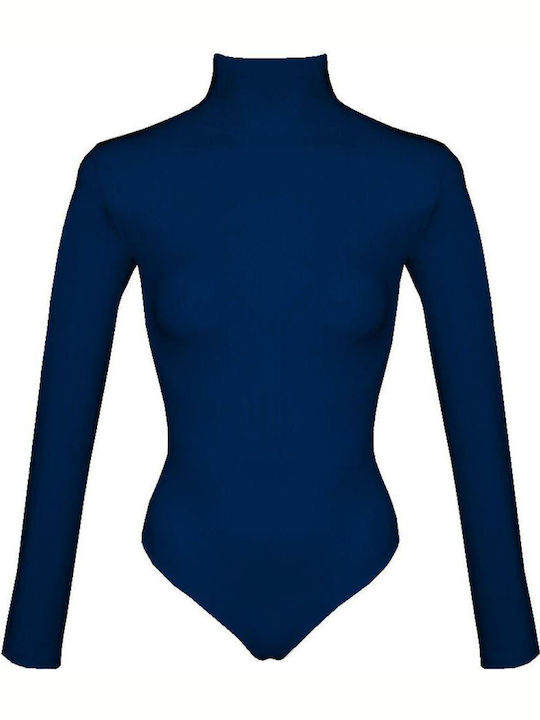 Long Sleeve Turtleneck Bodysuit Relaxed Fit Blue