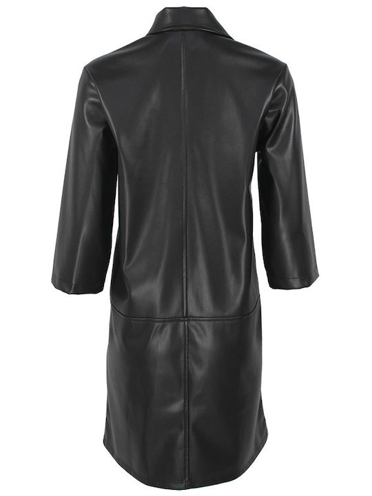 Pirouette Midi Shirt Dress Dress Leather Black.