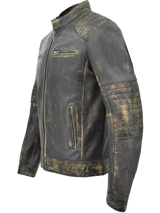 Δερμάτινα 100 Men's Winter Leather Jacket Yellow.