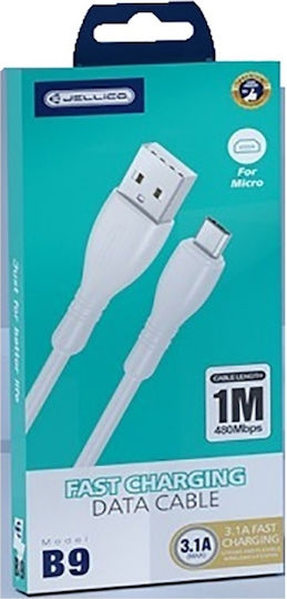 Jellico B9 Regular USB 2.0 to micro USB Cable Λευκό 1m (34.912.0996)