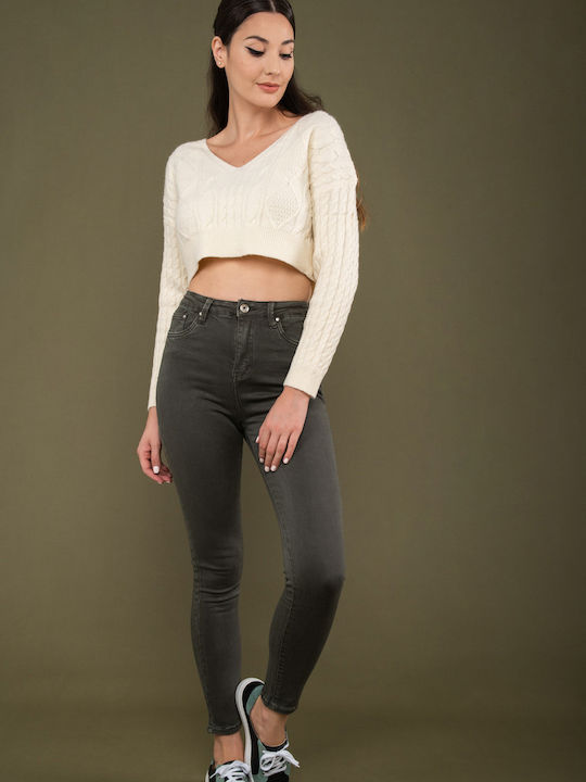 E-shopping Avenue Γυναικείο Jean Παντελόνι σε Skinny Εφαρμογή KHAKI