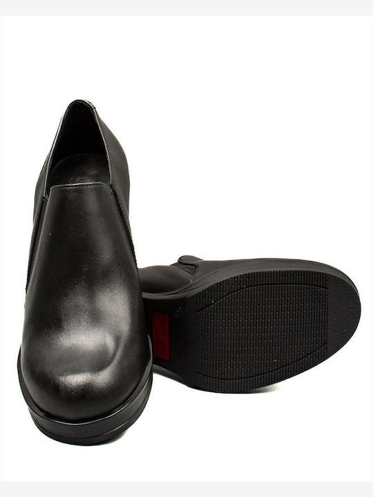Leder Stiefeletten Damen Schwarz