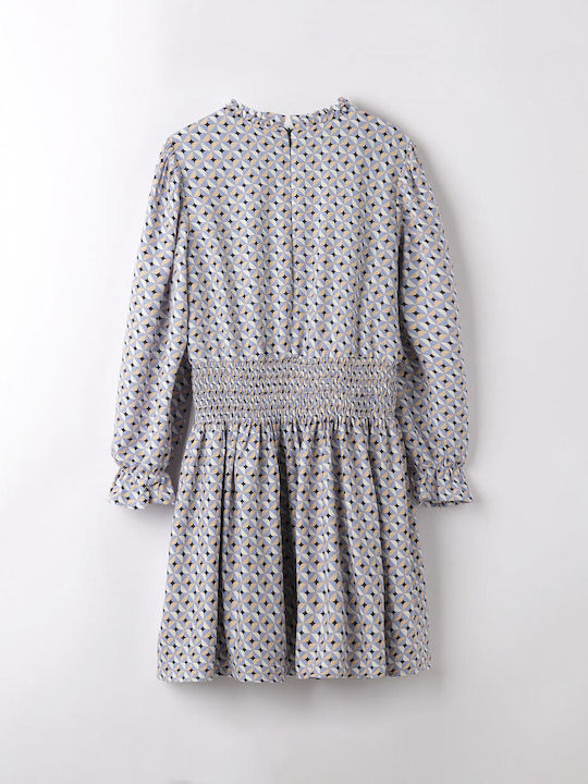 Children's Dress Long Sleeve Checked Light Blue