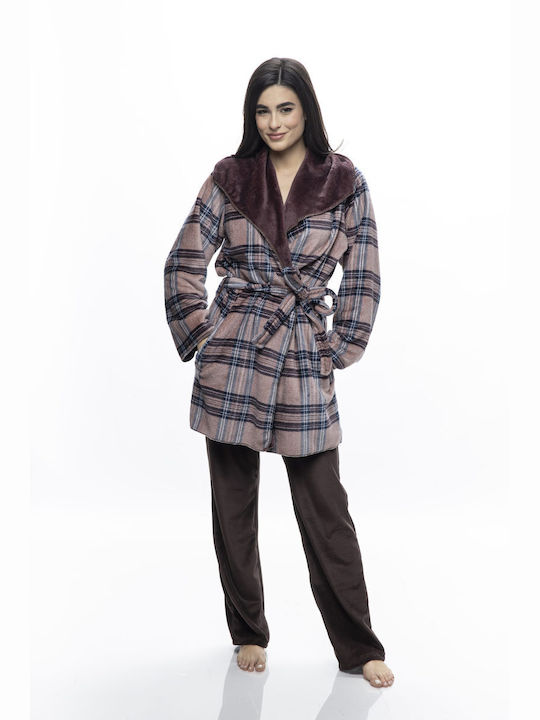 Galaxy Winter Women's Velvet Robe CAFE