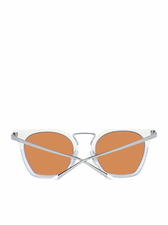 Ana Hickmann Women's Sunglasses with White Metal Frame and Brown Lens HI3037 D01