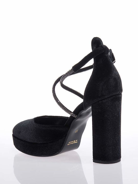 Beatris Black Heels with Strap