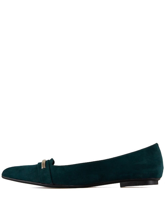 Silia D Suede Pointy Ballerinas Green